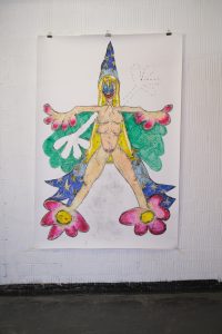 GELI DERZAPF Zauberain | 2026 | Ölkreide, Buntstiften auf Papier | 243x150cm
